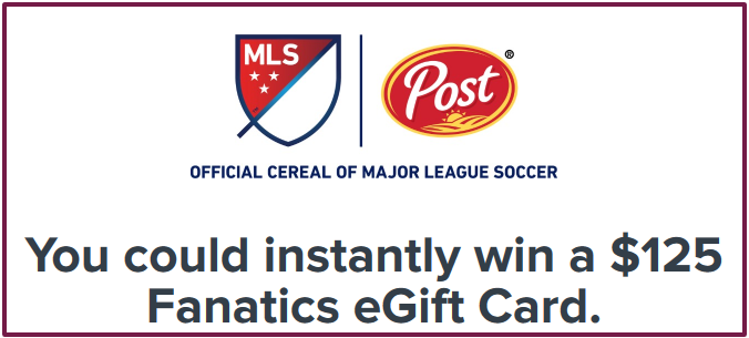 participating post cereal product for Major League Soccer