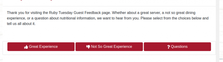 Ruby Tuesday Guest Survey